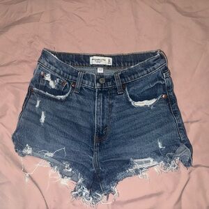 Abercrombie Distressed Denim Blue Shorts Curve Love